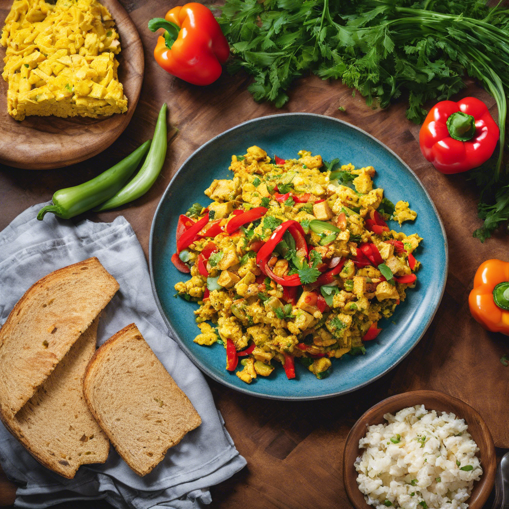 Vegan Tofu Scramble with Bell Peppers and Onions